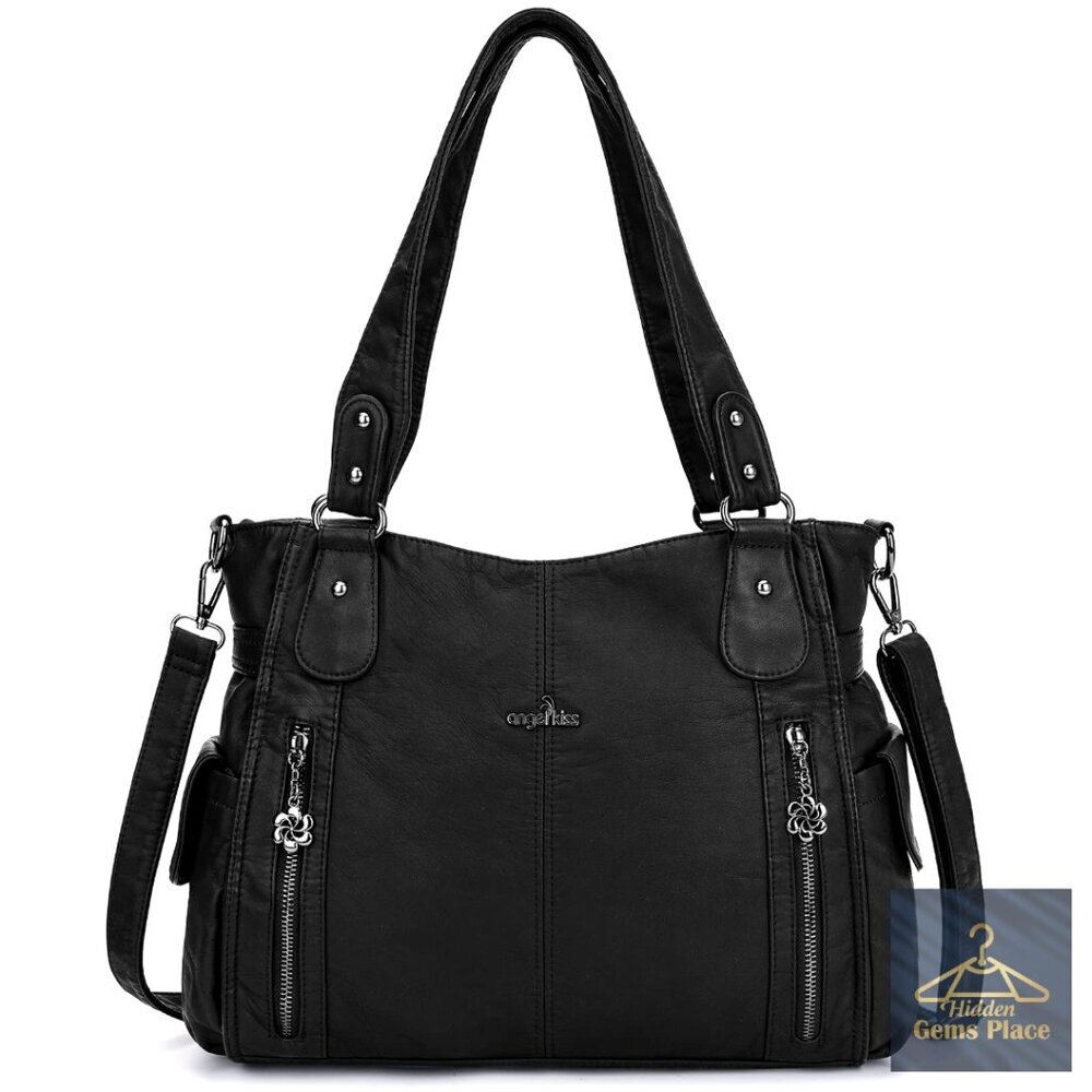 Large Vegan Leather Hobo Tote with Adjustable Shoulder Strap